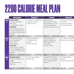 2200 Cals Meal Plan For Men