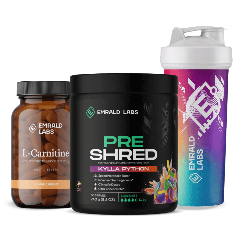 Pre Shred + FREE L-Carnitine + FREE Emrald Labs Shaker