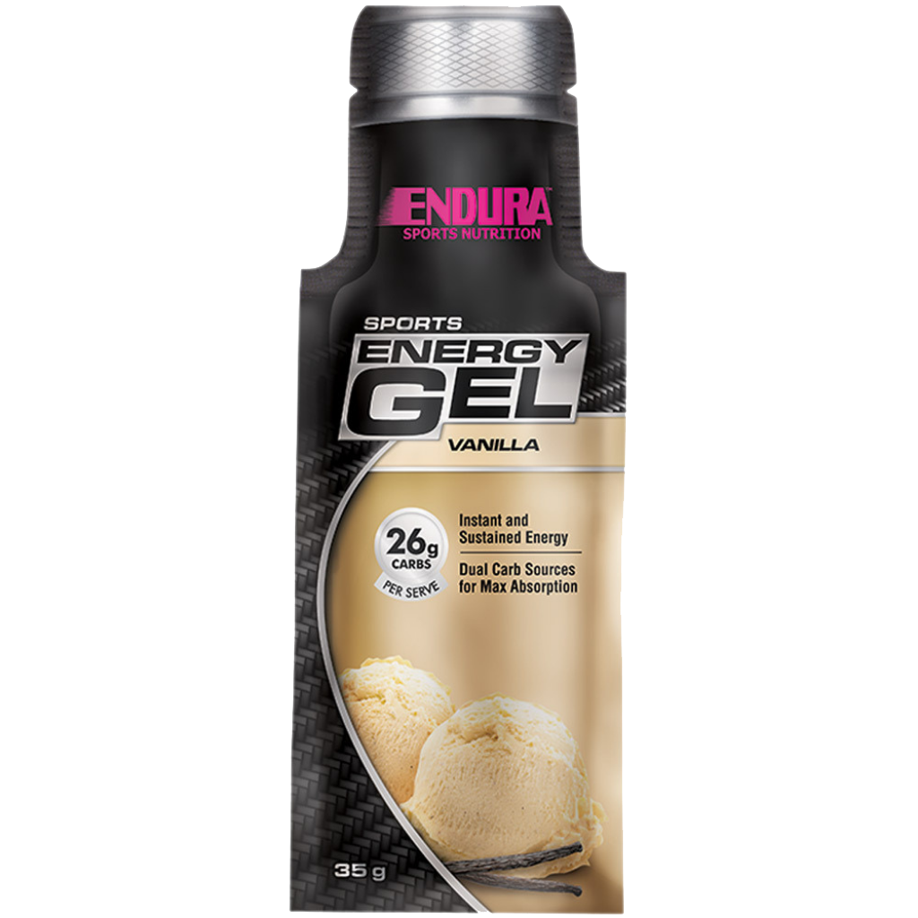Endura Sports Gel Box (4) & Endura-SportsEnergyGel-20x35gSatchets--Vanilla
