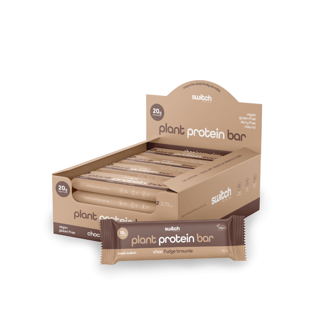 Switch Plant Protein Bar (2) & SwitchNutrition-Snack-Switch-Box12-ChocFudgeBrown