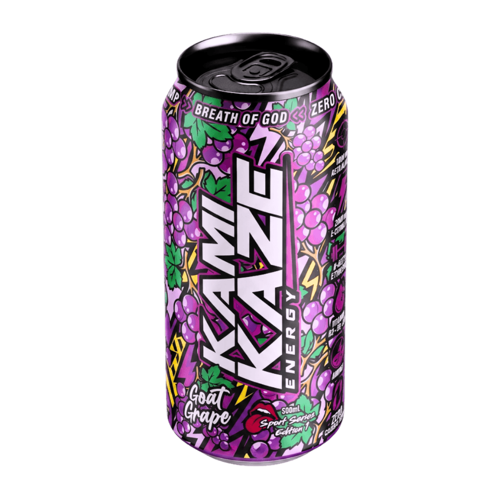 Kamikaze RTD Athletic Sport Drinks for pre workout Box of 12 Goat Grape
