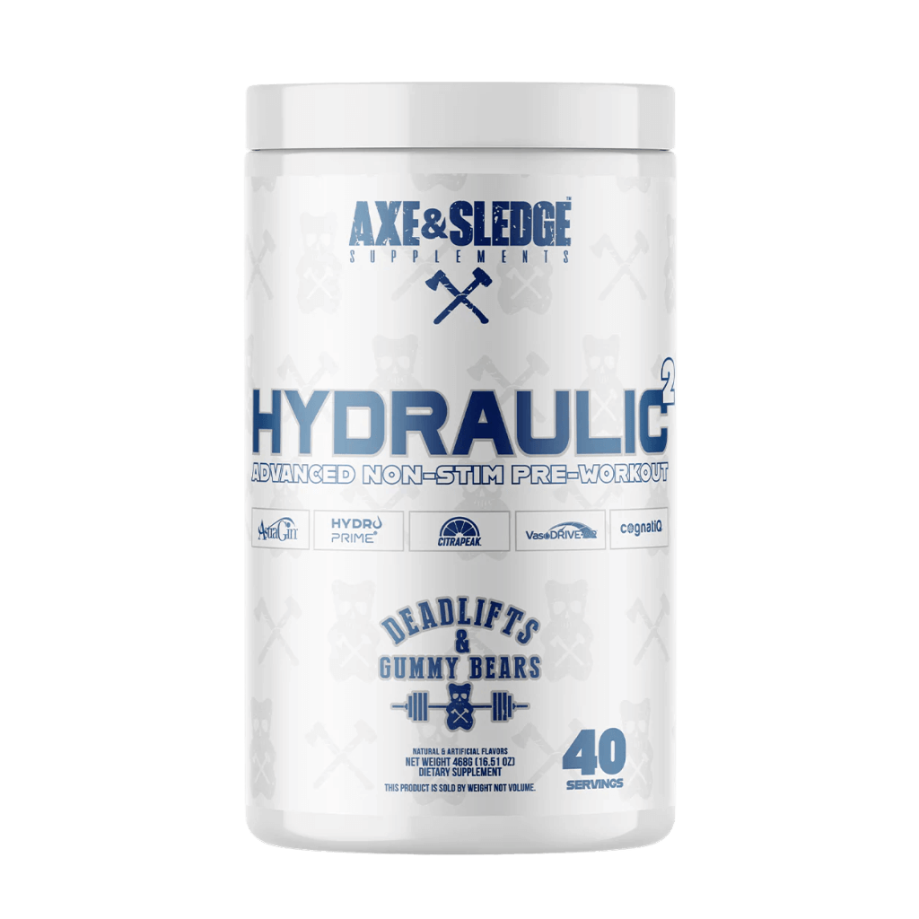 Hydraulic 2 & Hydraulic 2 Axe & Sledge Caffeine free pre workout 40 Serves Deadlifts & Gummy Bears