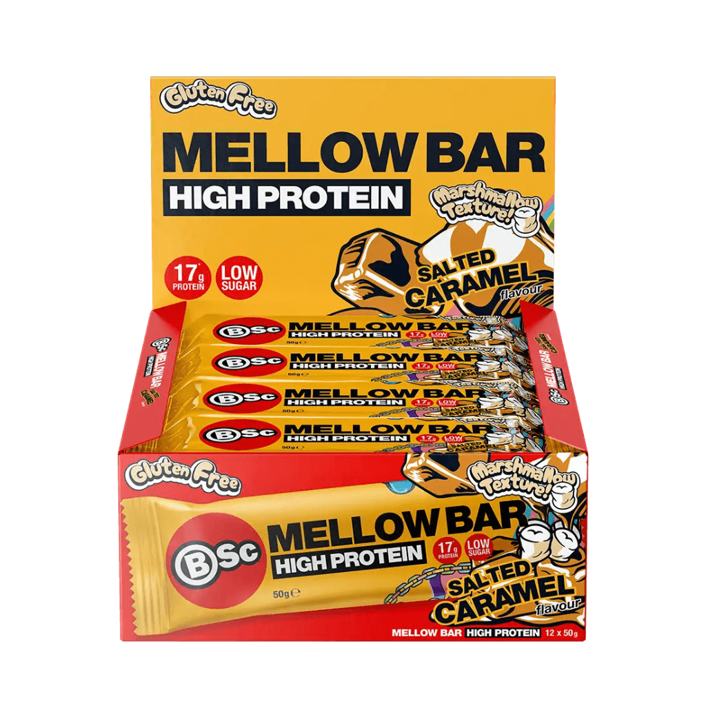 Protein Mallow Bar & Protein Mallow Bar BSC ( Body Science ) Protein bars Box of 12 Salted Caramel