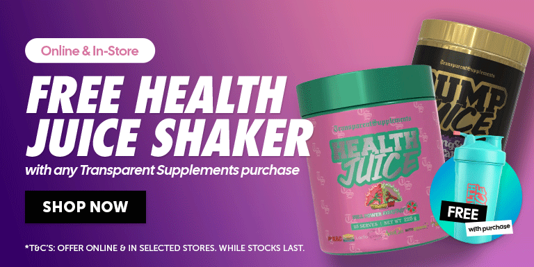 Free Health Juice shaker with any transparent supplement purchase