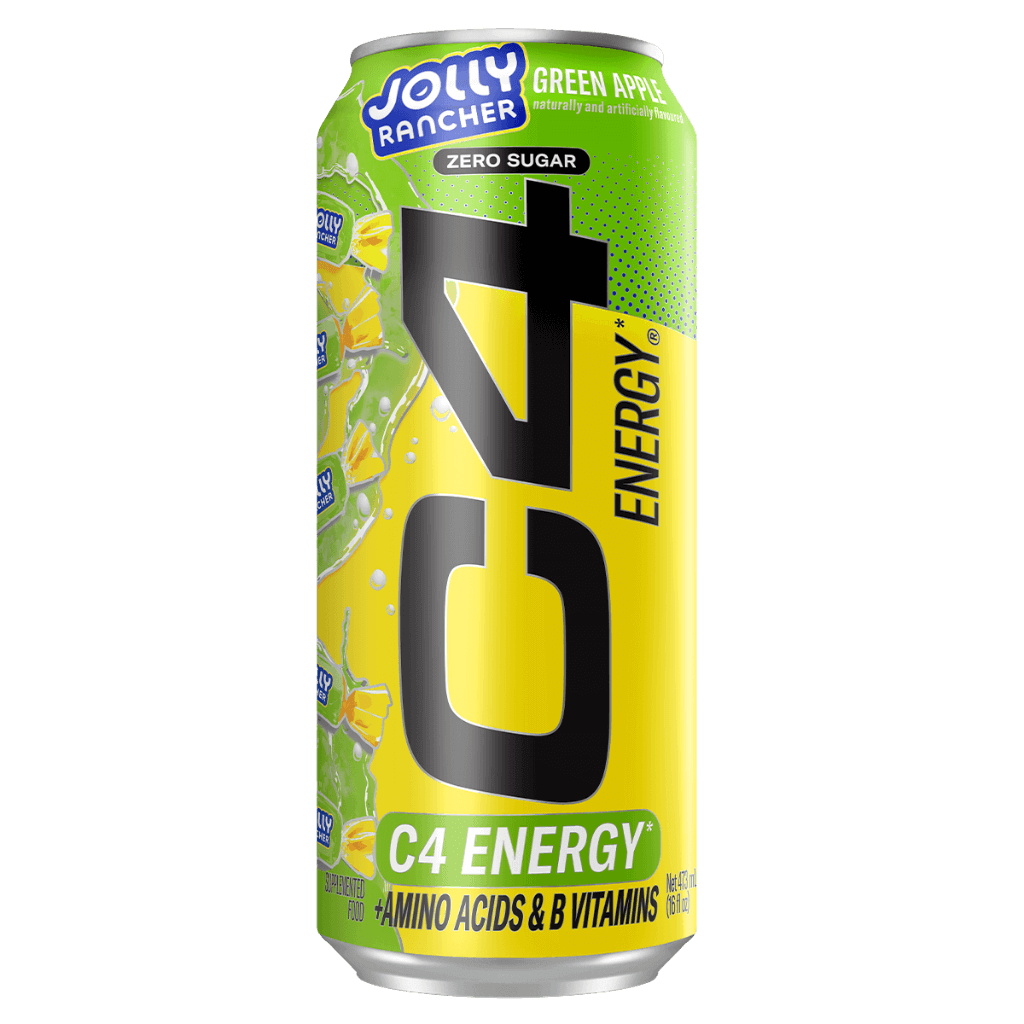 C4 Original Carbonated Cans Cellucor Drinks for pre workout Box of 12 Jolly Rancher Green Apple