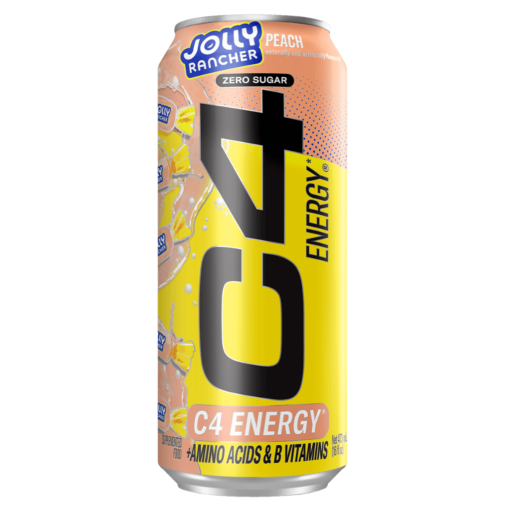 C4 Original Carbonated Cans Cellucor Drinks for pre workout Box of 12 Jolly Rancher Peach