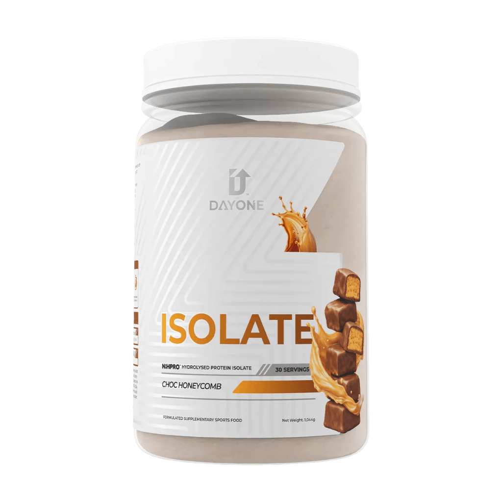Isolate & Isolate Day One Performance Dairy free protein 30 Serves Choc Honeycomb