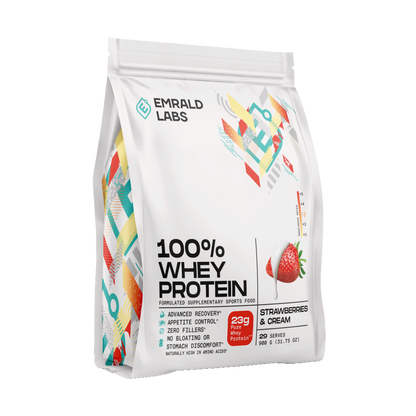 100% Whey Protein (8) & 100% Whey Protein Emrald Labs Whey blend protein 900g Strawberries & Cream