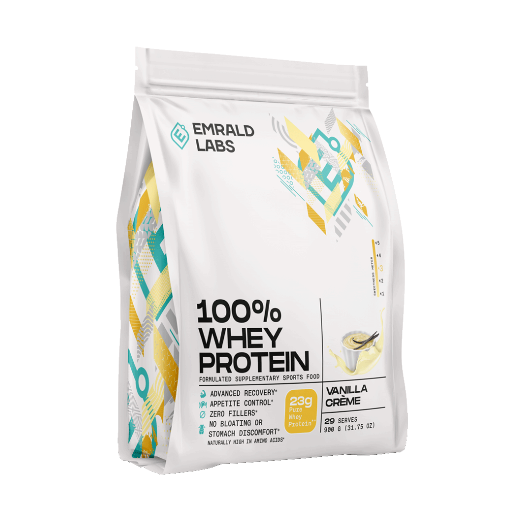 100% Whey Protein (10) & 100% Whey Protein Emrald Labs Whey blend protein 900g Vanilla Creme