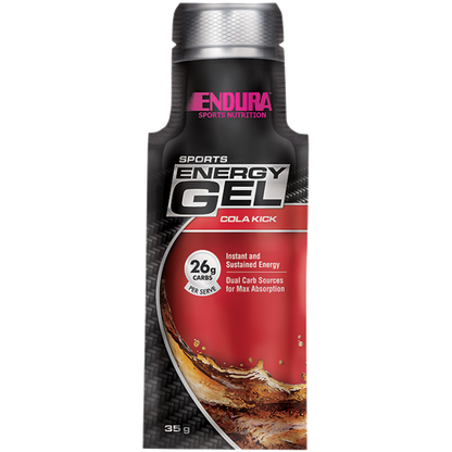 Endura Sports Gel Box (5) & Endura-SportsEnergyGel-20x35gSatchets--ColaKick