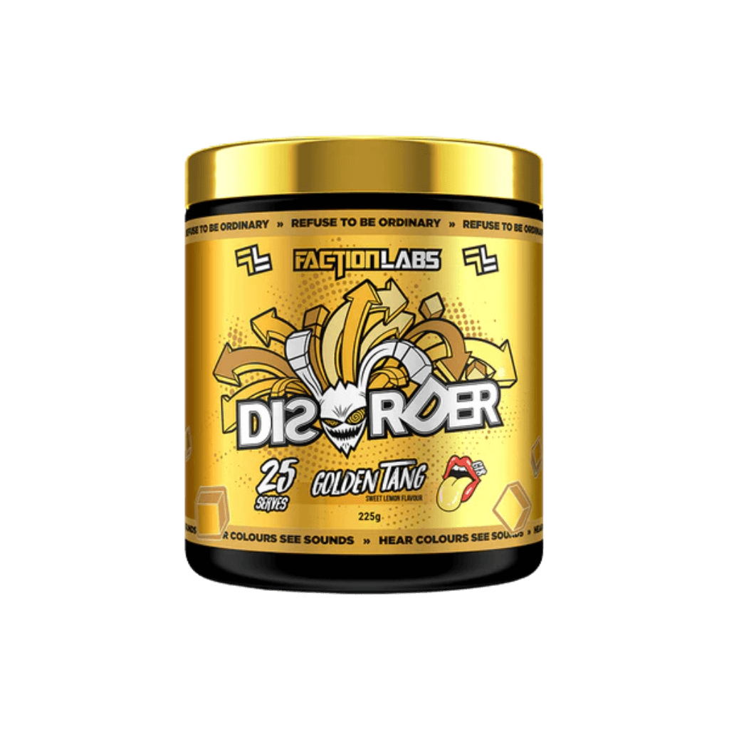 Disorder Faction Labs Medium stimulant pre workout powder 25 Serves Golden Tang