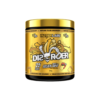 Disorder Faction Labs Medium stimulant pre workout powder 25 Serves Golden Tang