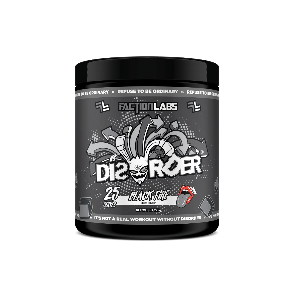 Disorder Faction Labs Medium stimulant pre workout powder 25 Serves Black Fire
