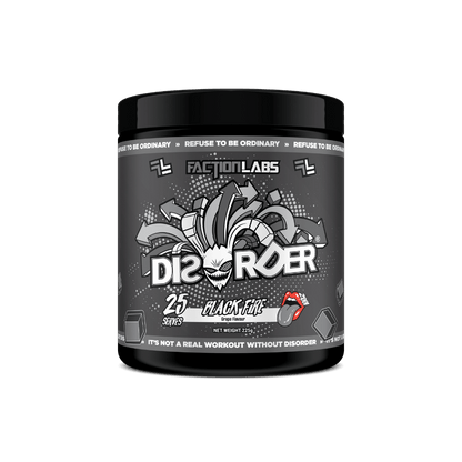 Disorder Faction Labs Medium stimulant pre workout powder 25 Serves Black Fire