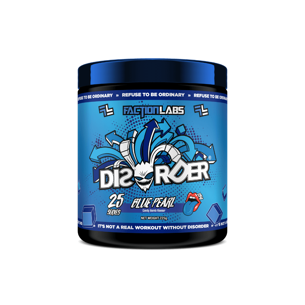 Disorder Faction Labs Medium stimulant pre workout powder 25 Serves Blue Pearl