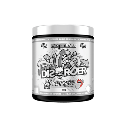 Disorder Faction Labs Medium stimulant pre workout powder 25 Serves White Snow