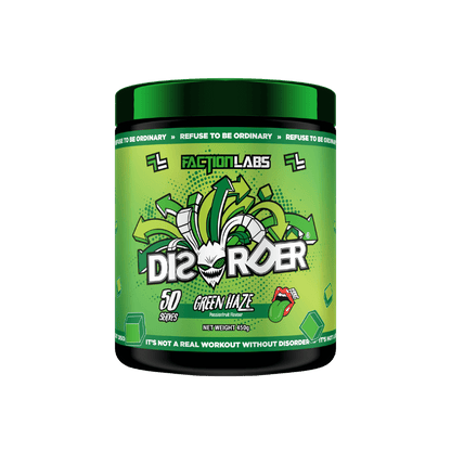Disorder Faction Labs Medium stimulant pre workout powder 50 Serves Green Haze