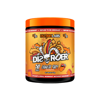 Disorder Faction Labs Medium stimulant pre workout powder 50 Serves Orange Firm