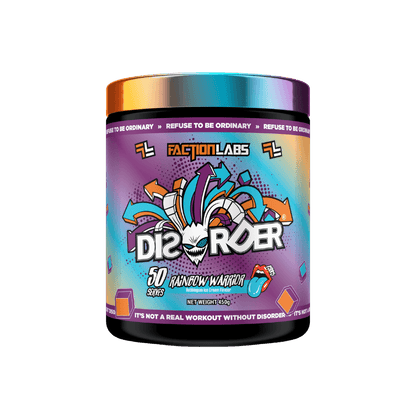 Disorder Faction Labs Medium stimulant pre workout powder 50 Serves Rainbow Warrior