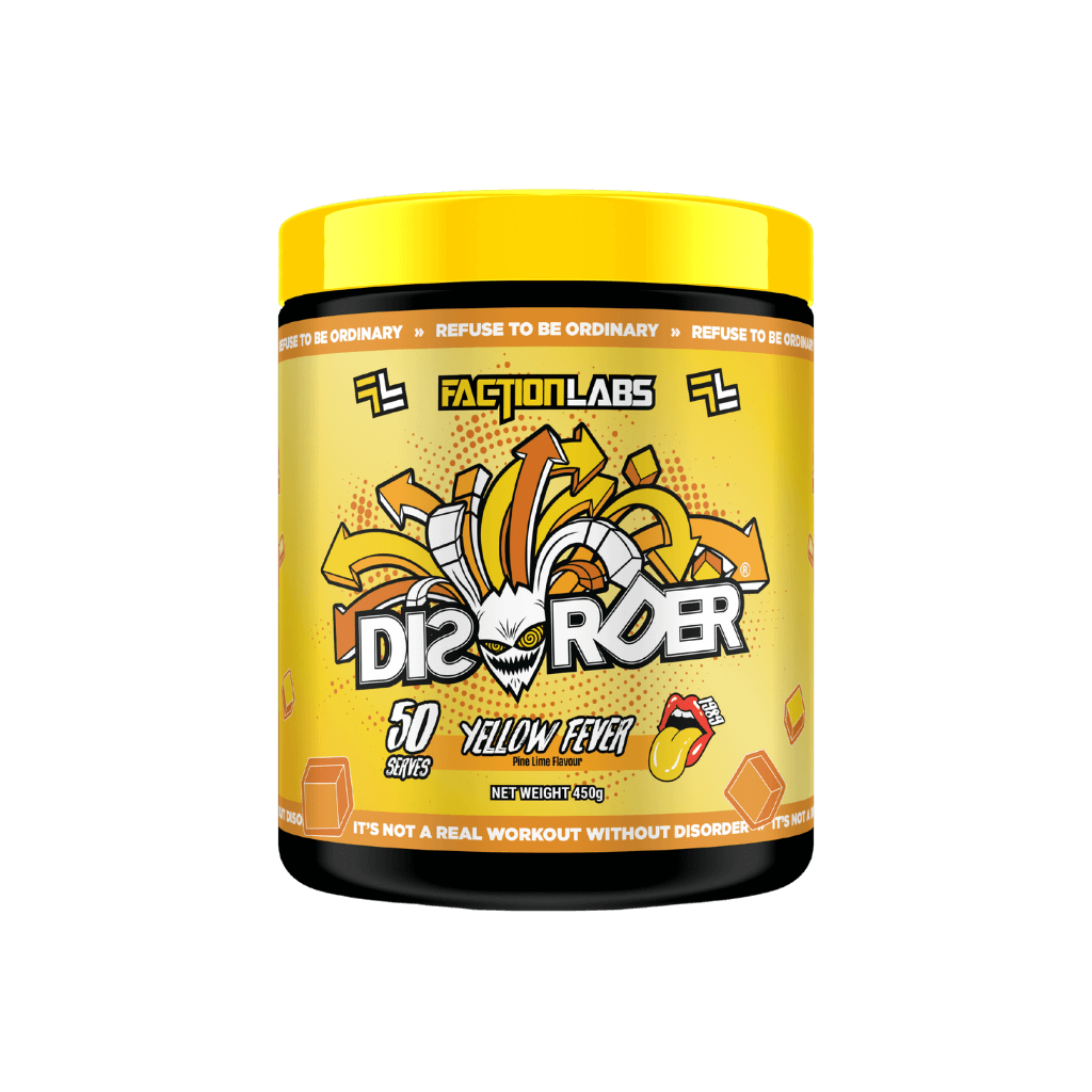 Disorder Faction Labs Medium stimulant pre workout powder 50 Serves Yellow Fever