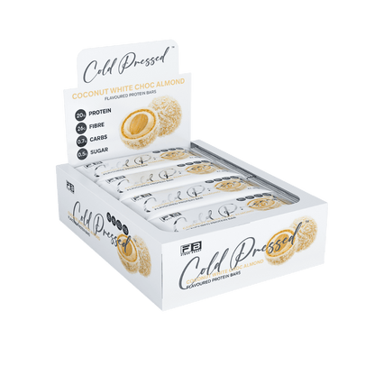 Cold Pressed Protein Bar (20) & FIBREBOOST-Cold-Press-Bar-Box12-WhiteChocAl