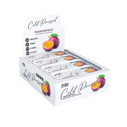 Cold Pressed Protein Bar (4) & FIBREBOOST-Cold-Press-Bar-Box12-Passion