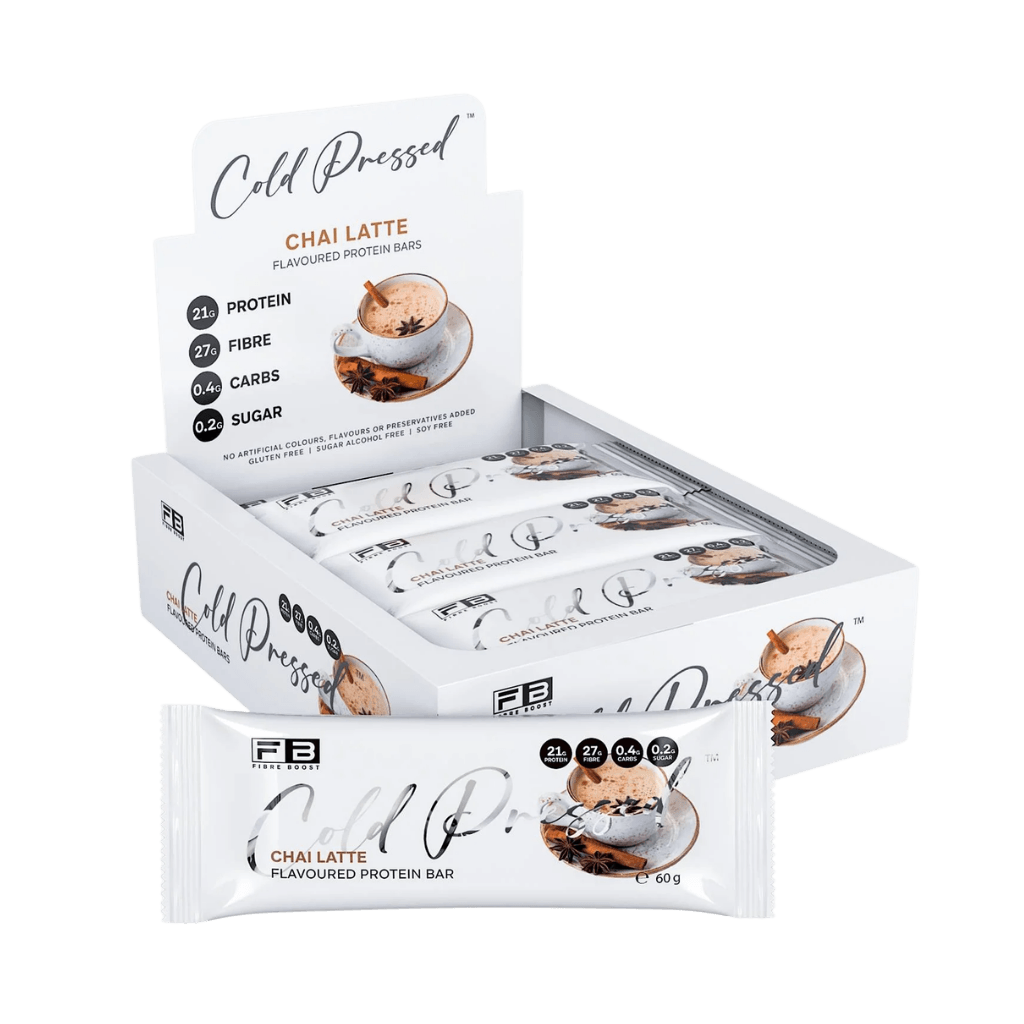 Cold Pressed Protein Bar Fibre Boost High protein bars Box of 12 Chai Latte