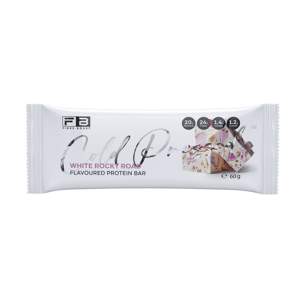 Cold Pressed Protein Bar Fibre Boost High protein bars Box of 12 White Rocky Road