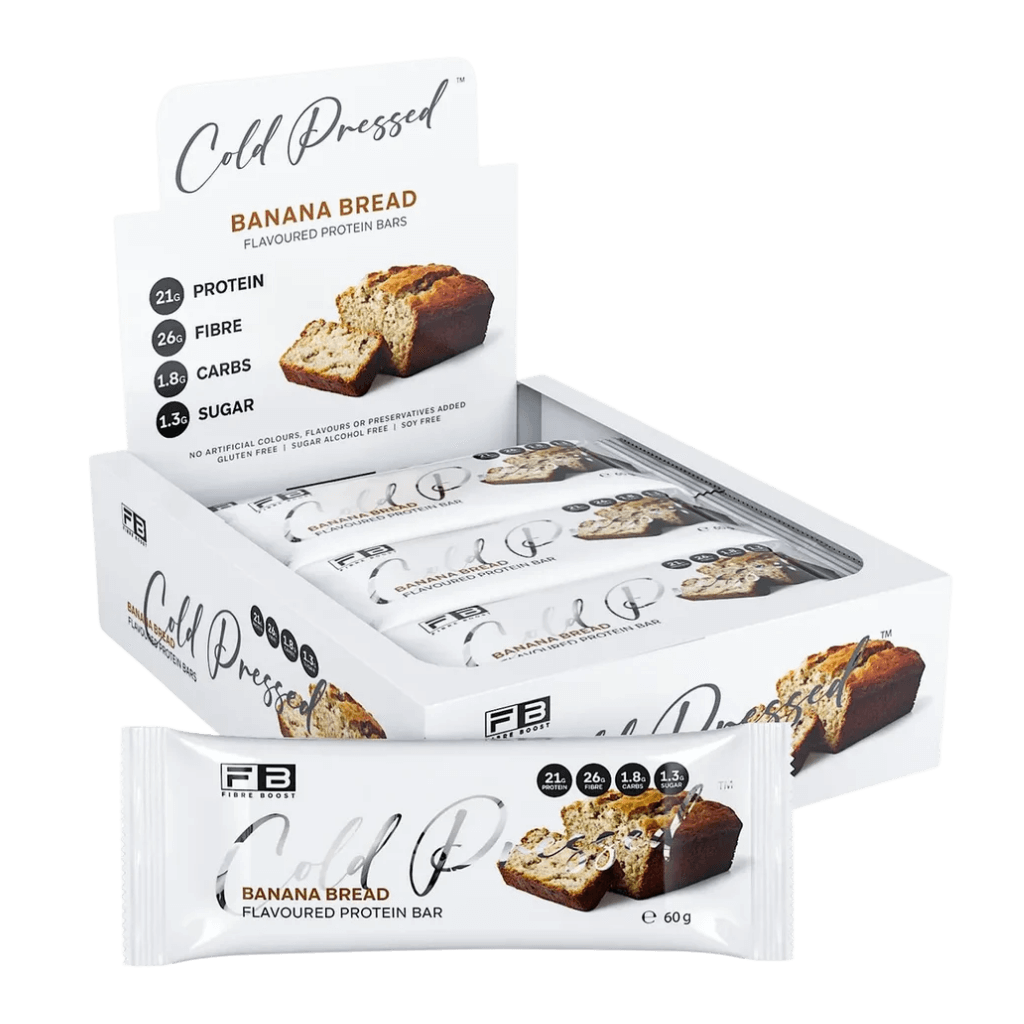 Cold Pressed Protein Bar Fibre Boost High protein bars Box of 12 Banana Bread