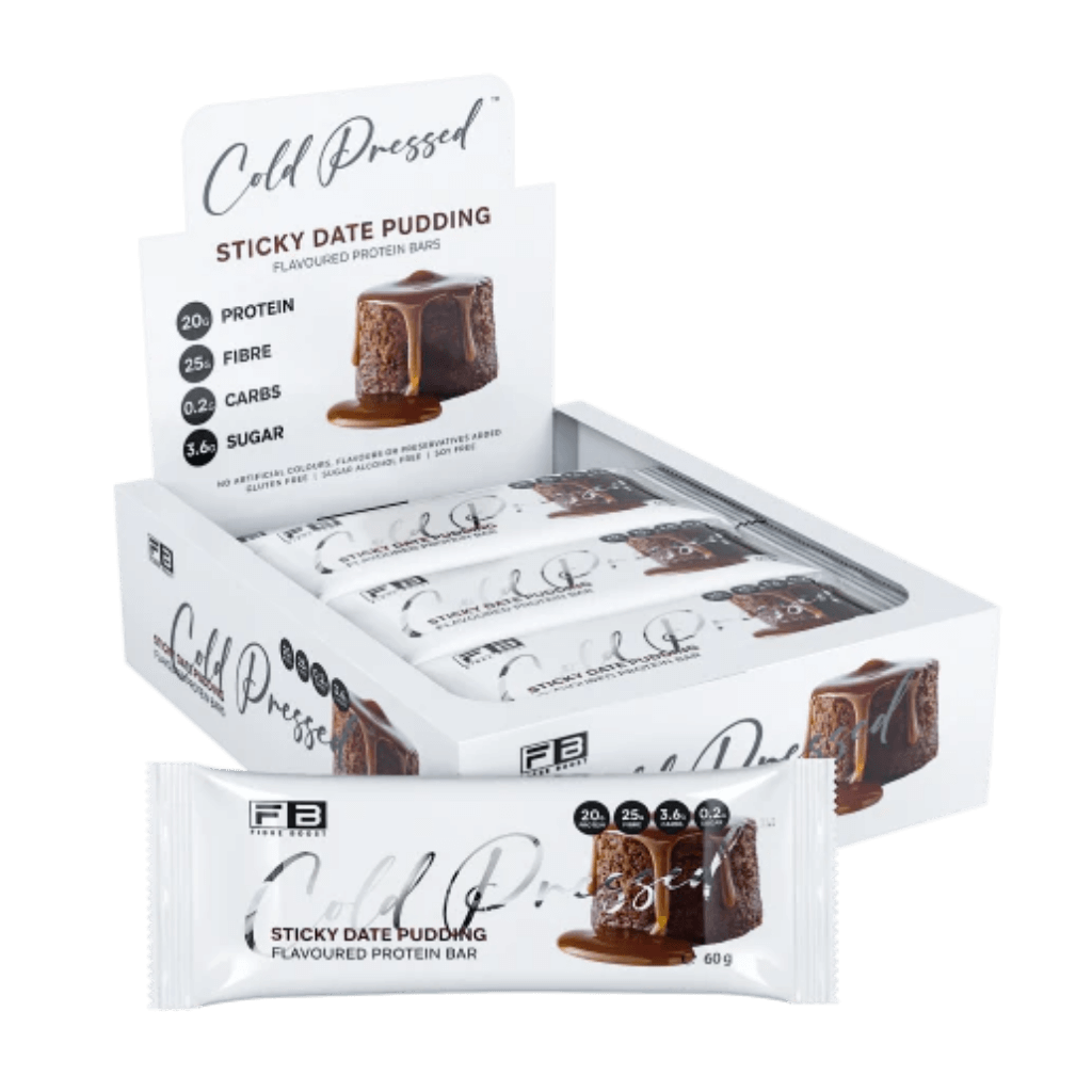 Cold Pressed Protein Bar Fibre Boost High protein bars Box of 12 Sticky Date Pudding