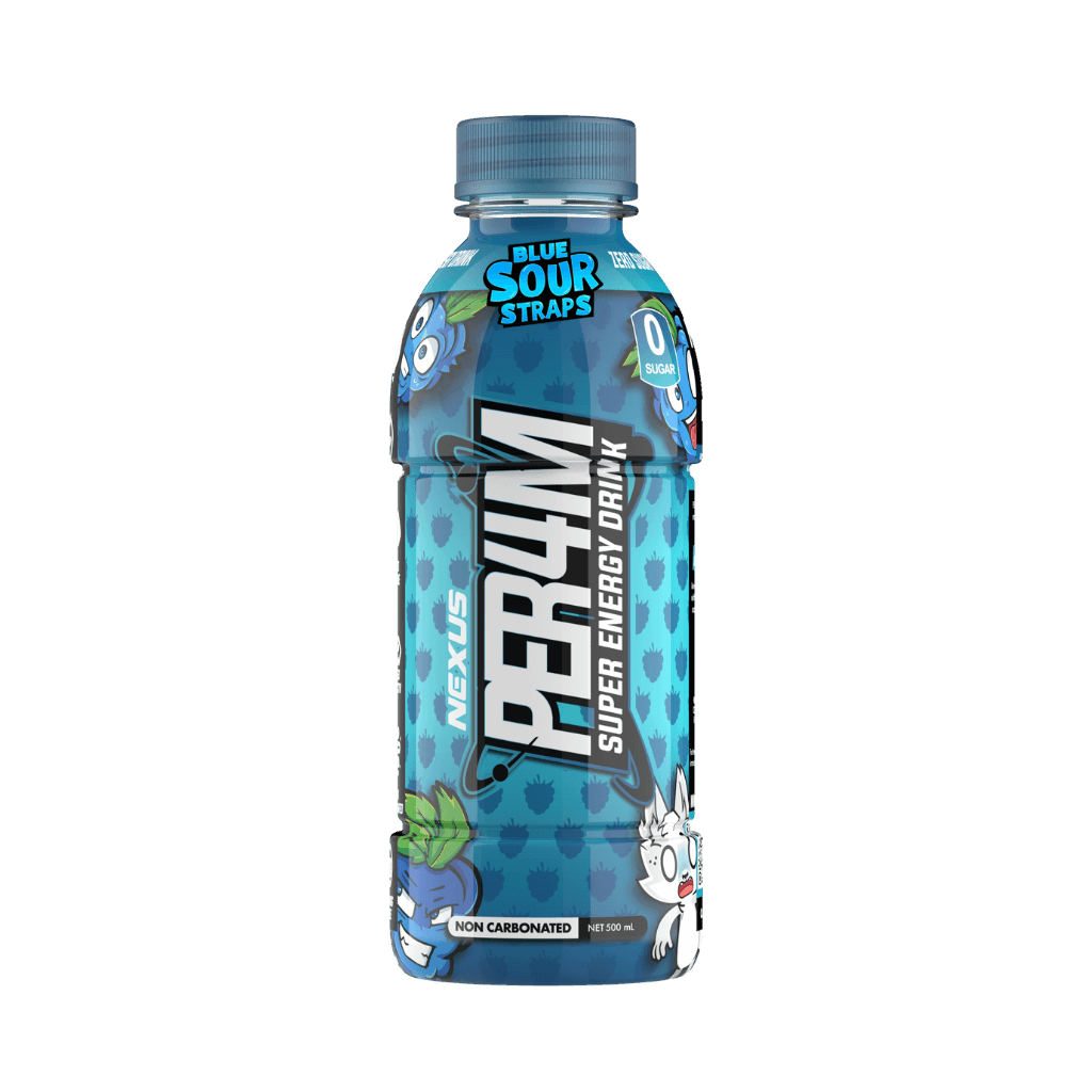 Per4m RTD Nexus Drinks for pre workout Pack of 12 Blue Sour Straps