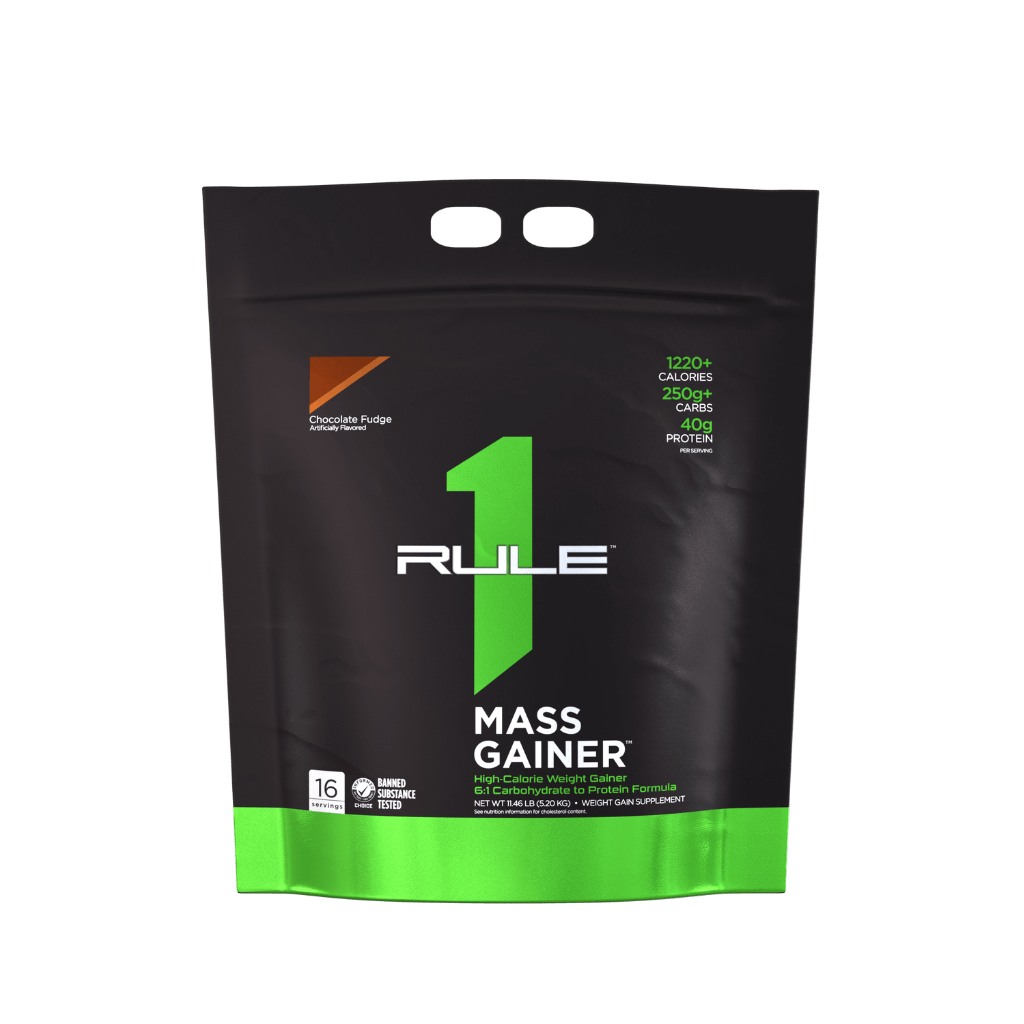 R1 Mass Gainer & R1 Mass Gainer Rule 1 Mass gainer protein powder 16 Serves (5.2kg) Chocolate Fudge
