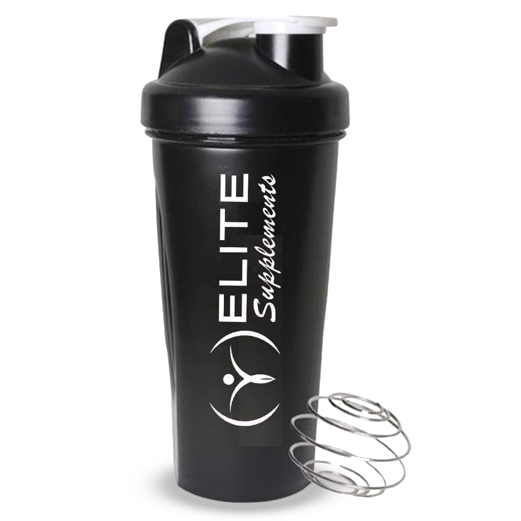 Shaker 600ml Black Elite Supplements Shakers water bottles   Black