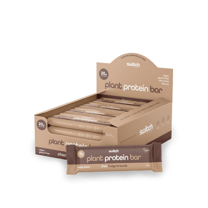 Switch Plant Protein Bar (2) & SwitchNutrition-Snack-Switch-Box12-ChocFudgeBrown