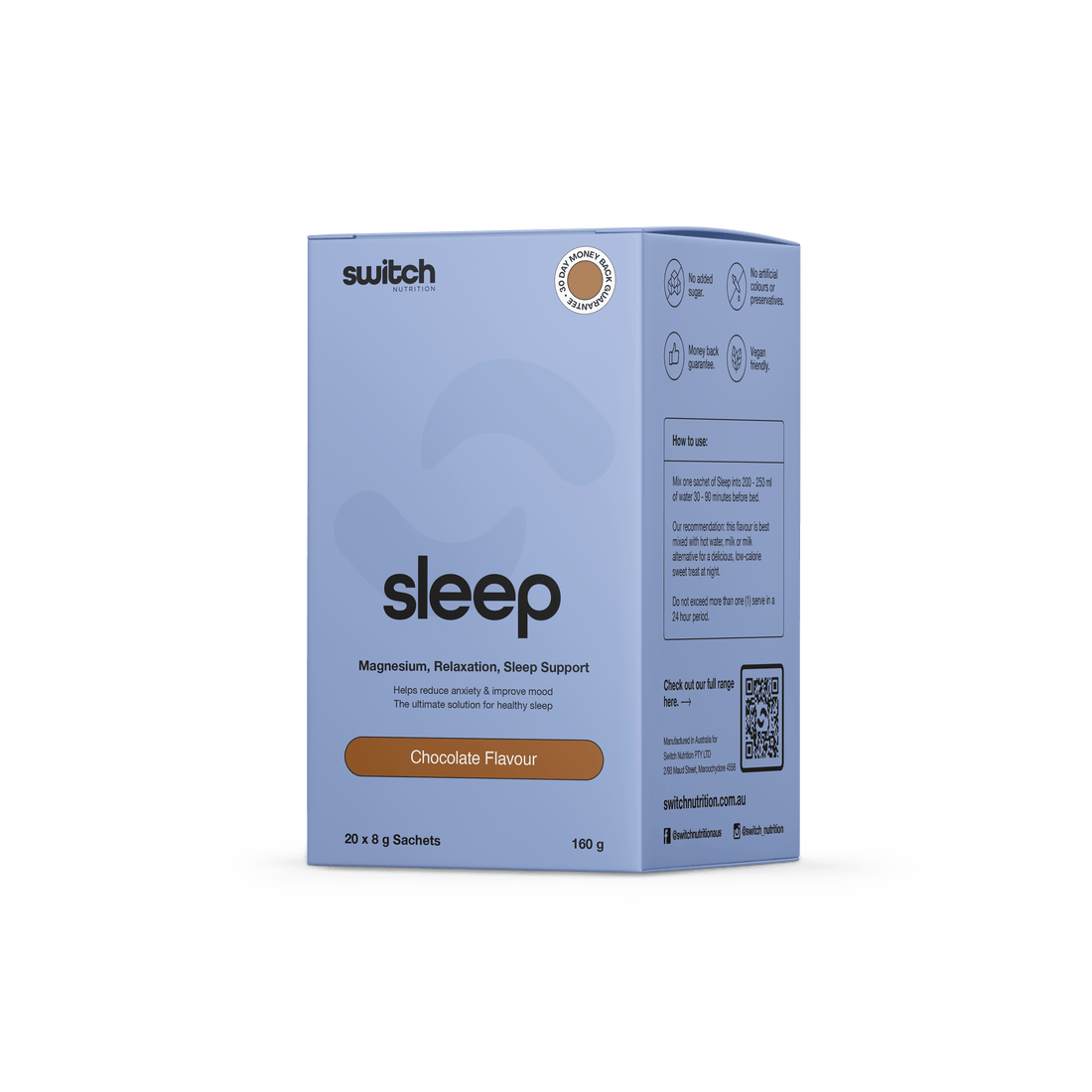 Sleep Sachet Box (1) & Sleep Sachet Box Switch Nutrition Sleep supplements Box of 20 Chocolate