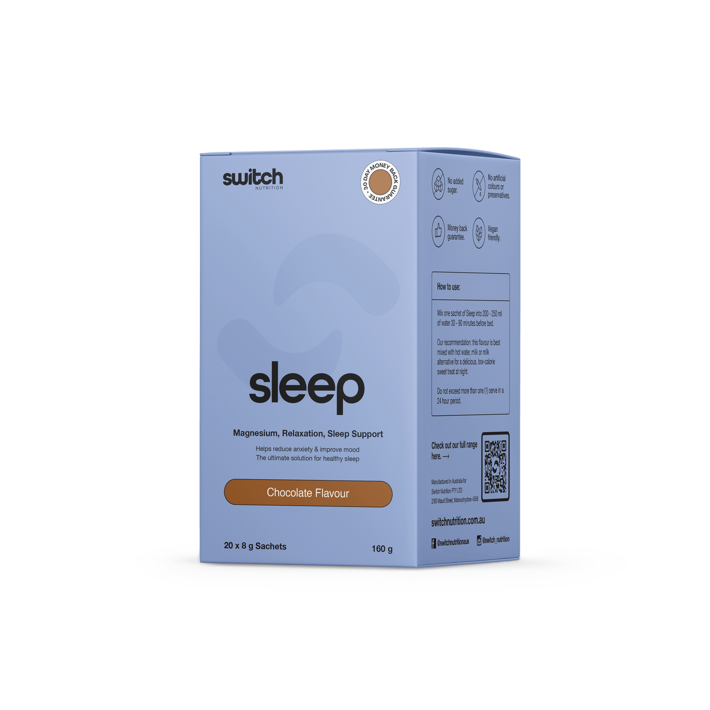 Sleep Sachet Box (1) & Sleep Sachet Box Switch Nutrition Sleep supplements Box of 20 Chocolate