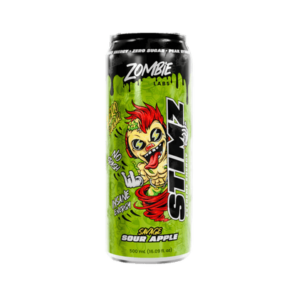Stimz RTD (1) & Stimz RTD Zombie Labs Drinks for pre workout Case of 12 Savage Sour Apple
